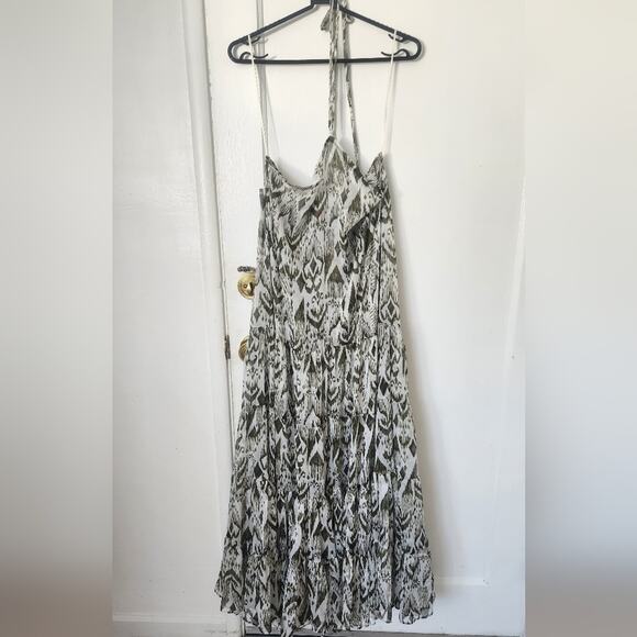 NWT Misa Los Angeles Andromeda Green white Halter Tiered Maxi Dress medium - Picture 4 of 12